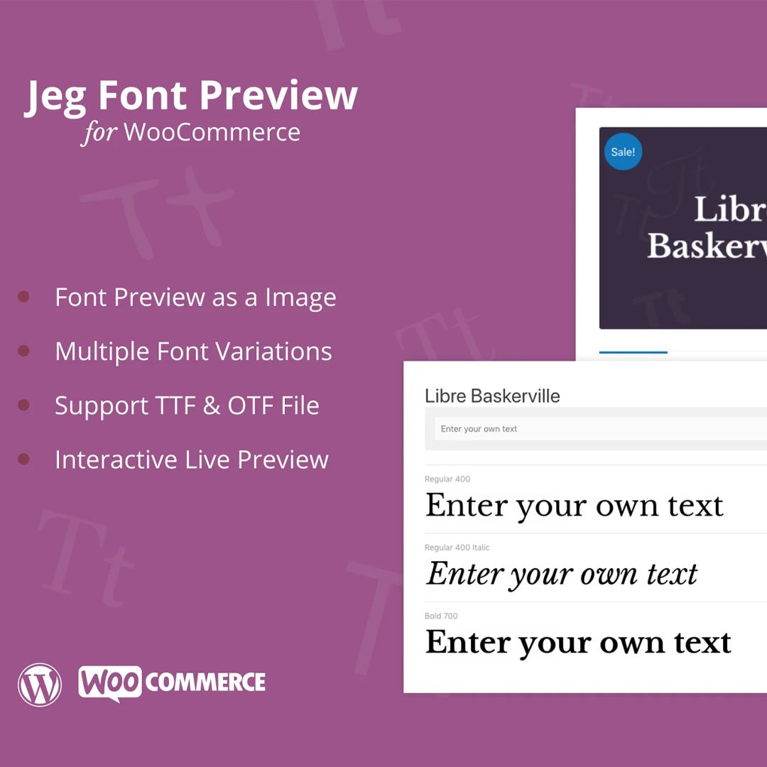 Jeg Font Preview - WooCommerce Extension Plugin